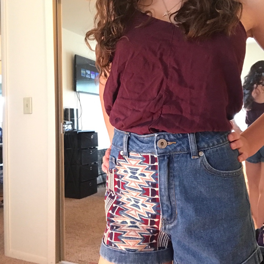 High waisted embroidered shorts